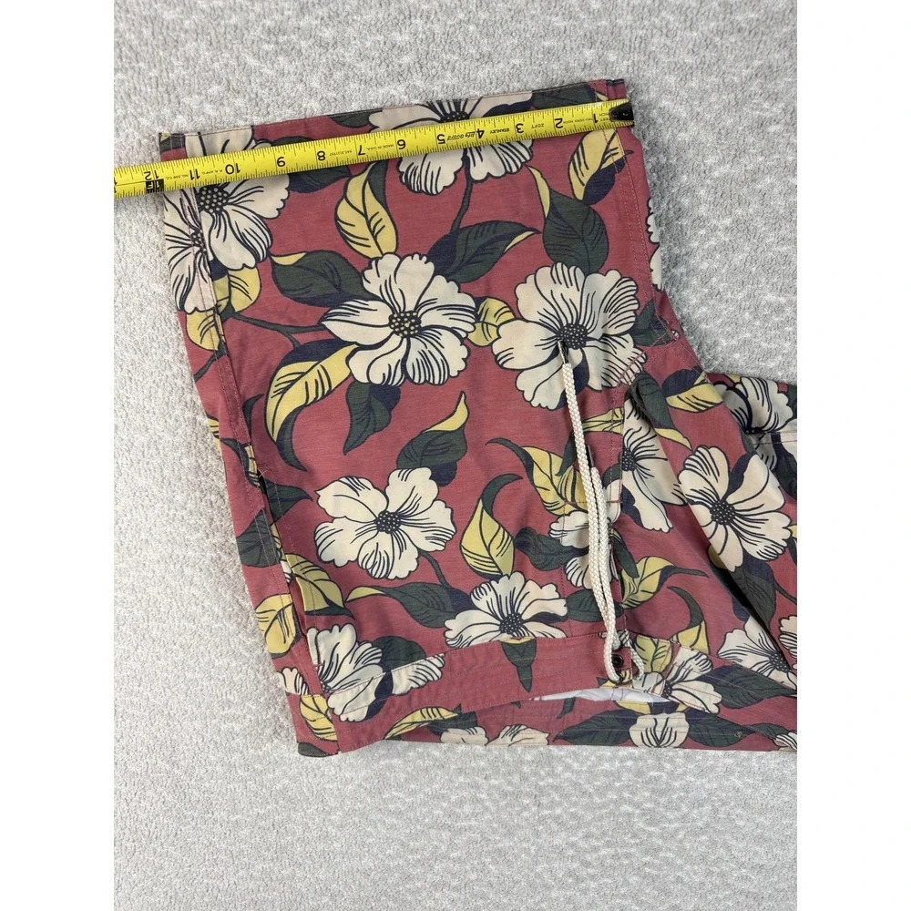 Faherty Swim Trunks Shorts Mens Large Red Floral Hawaiian Tropical Beach‎ Surf